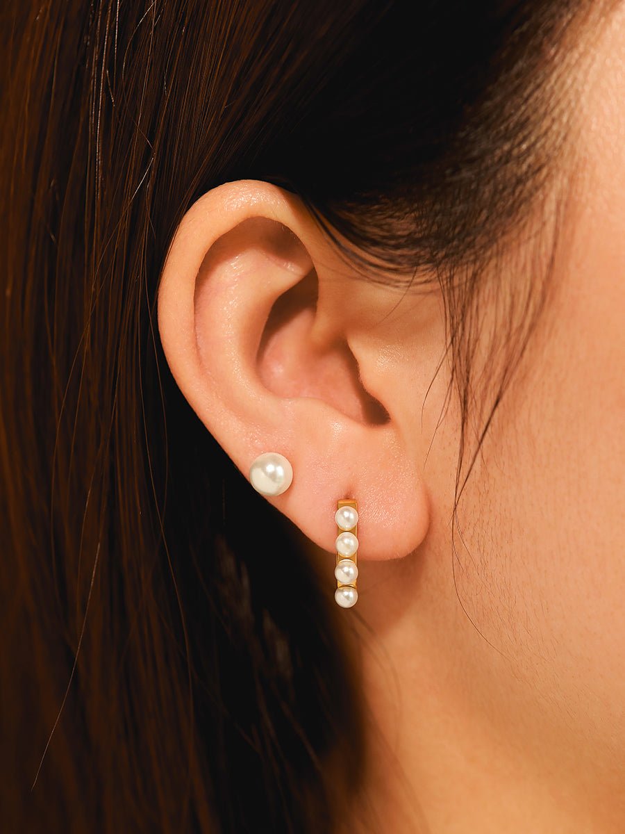 Simple Pearl Ohrringe Gold - icrush - schmuck