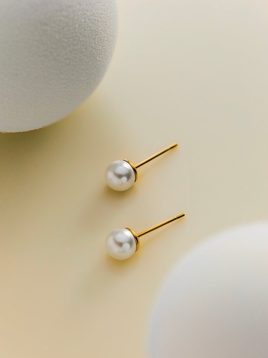 Simple Pearl Ohrringe Gold - icrush - schmuck
