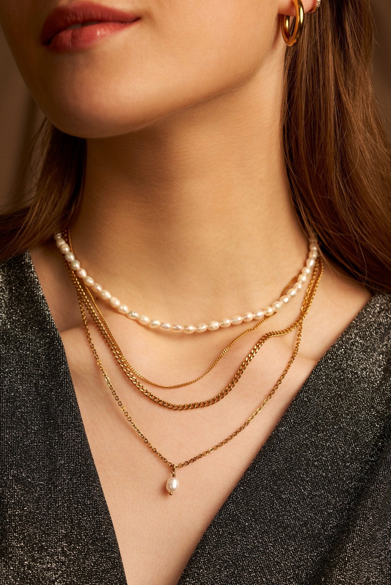 Simple Pearl Pendant Kette Gold - icrush - schmuck