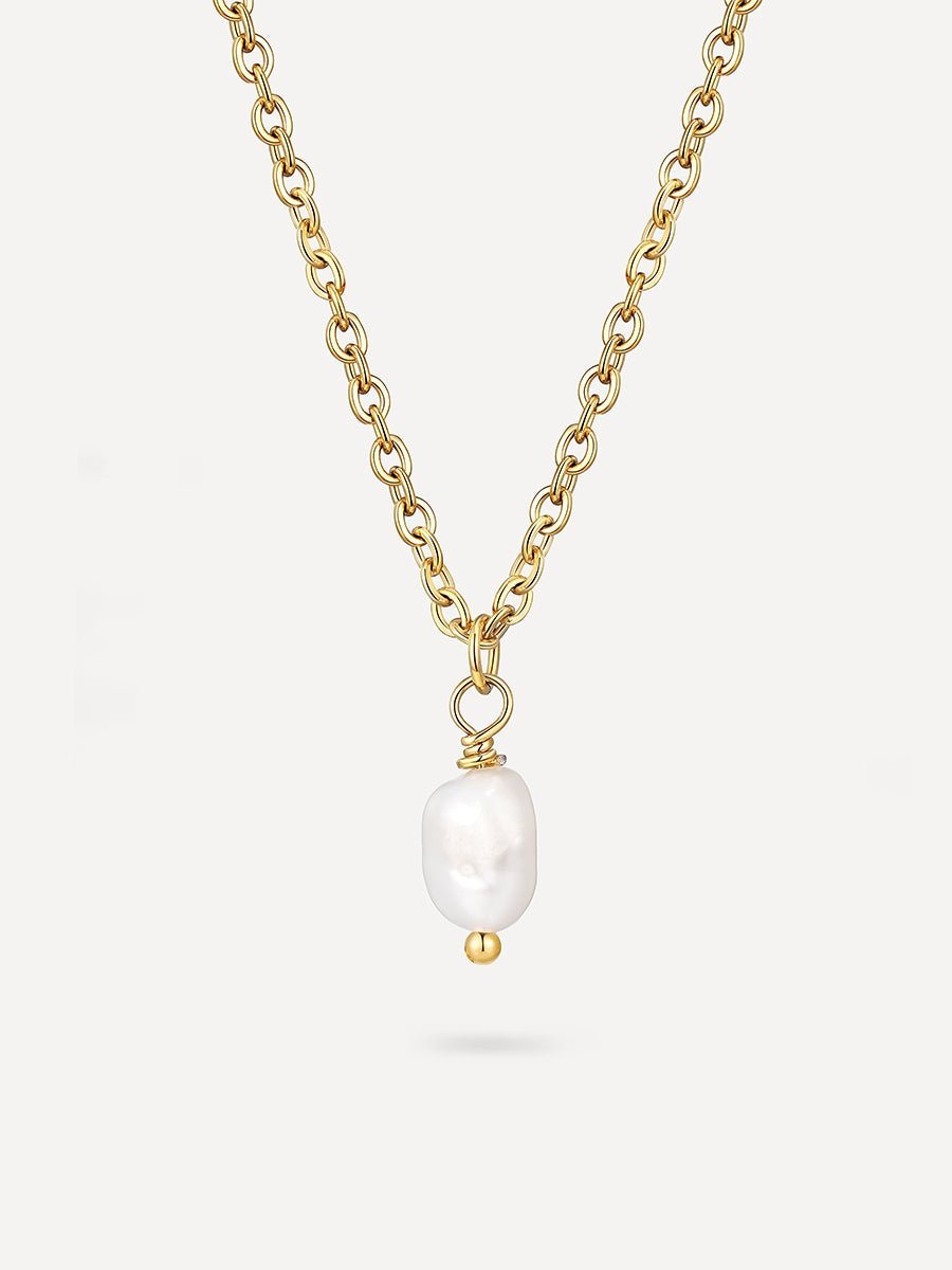 Simple Pearl Pendant Kette Gold - icrush - schmuck
