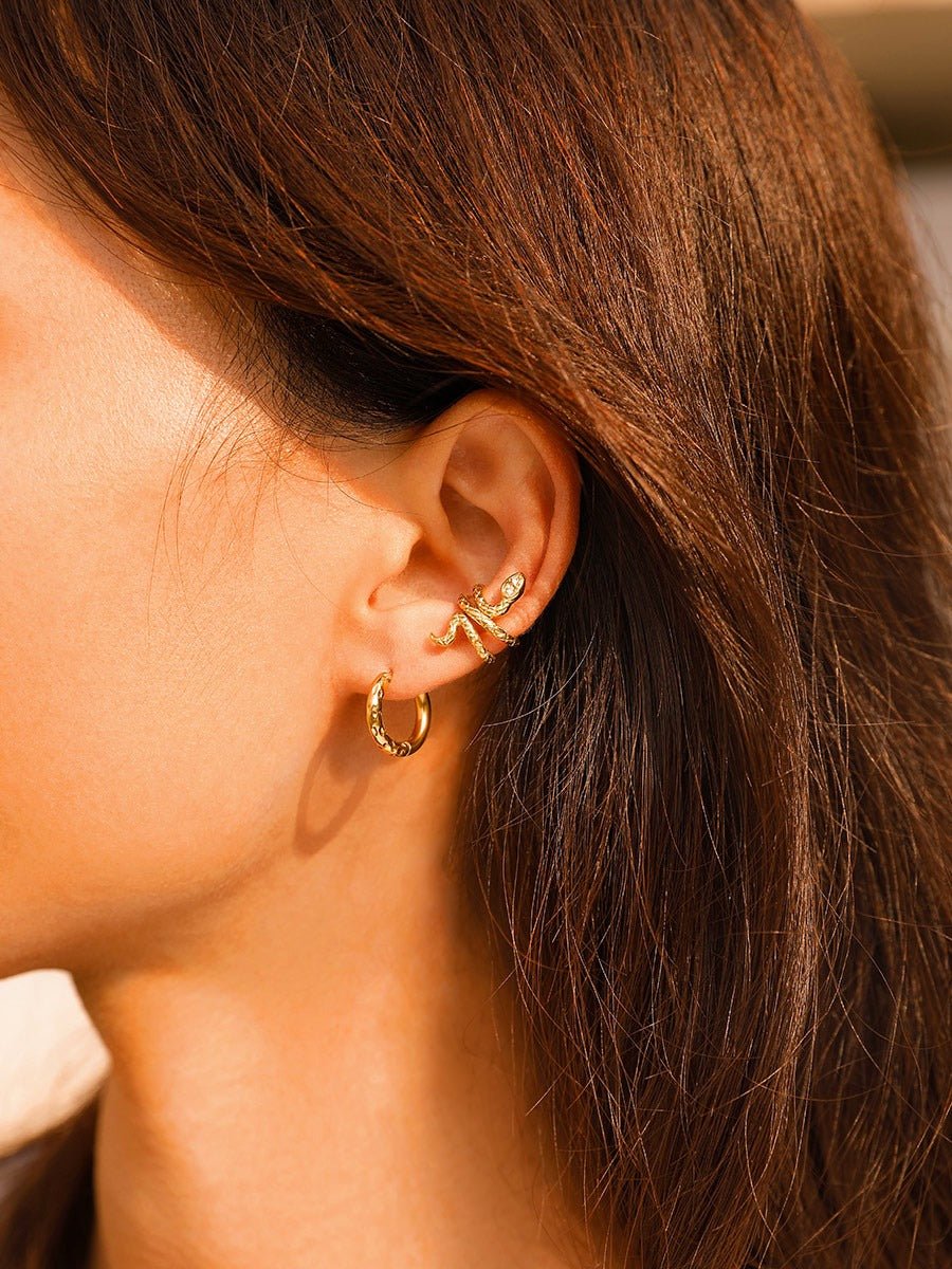 Small Half Texture Hoop Ohrringe Gold-Shopicrush