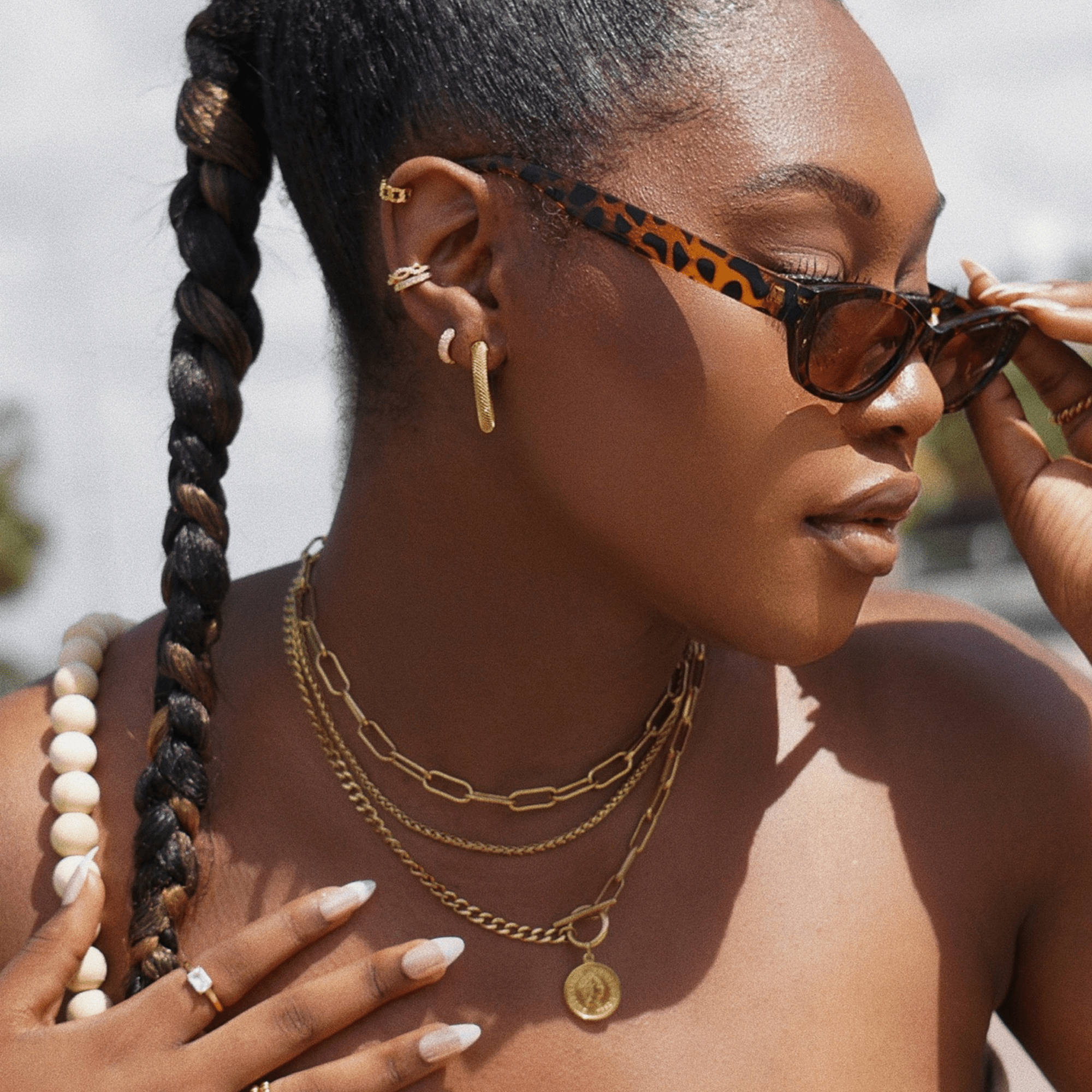 Stacie Toggle Chain Coin Kette Gold - icrush - schmuck