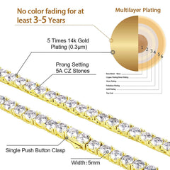 Tennis - Ketten Set (5mm + 3mm) – 14K Vergoldung - icrush - schmuck