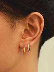 Wave Textured Hoop Ohrringe Silber-Shopicrush